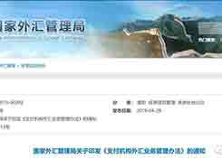 国家外汇管理局：便利跨境电子商务结算 印发《支付机构外汇业务管理办法》