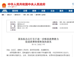 国务院办公厅关于进一步释放消费潜力促进消费持续恢复的意见