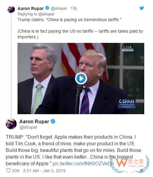 苹果股价暴跌，特朗普：我不担心，谁让他们在中国生产iPhone—货之家