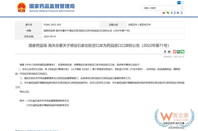 请留意，药品进口口岸又有新增-货之家