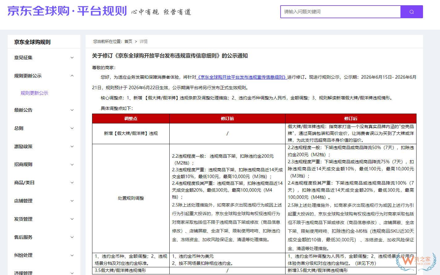 京东全球购修订宣传违规细则：新增假大牌/假洋牌管控，违约金体系全面升级-货之家